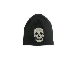 1670 Black Skull-Print Cotton Beanie